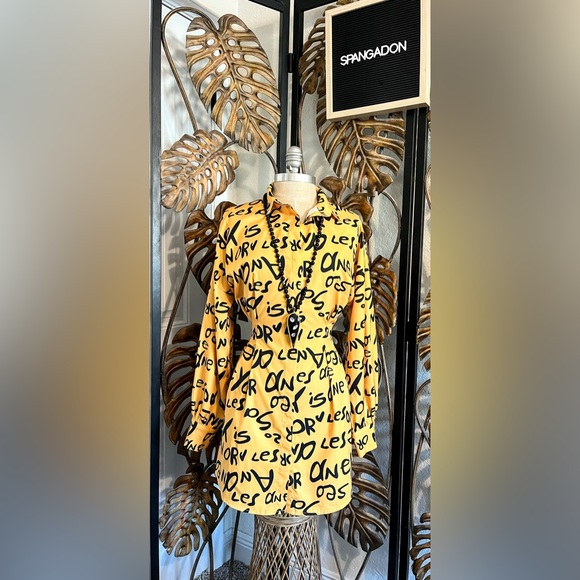 Halfheart Women’s Size M Blouse Dress with Script Writing and Pleated Waist - Picture 10 of 13